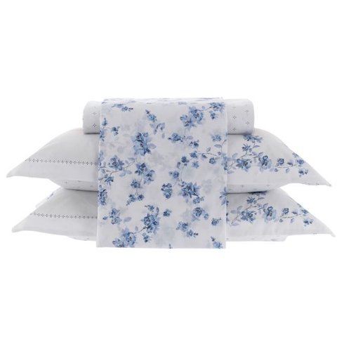 Jogo de Cama Queen Vida Bela 200 Fios Azuri Kacyumara