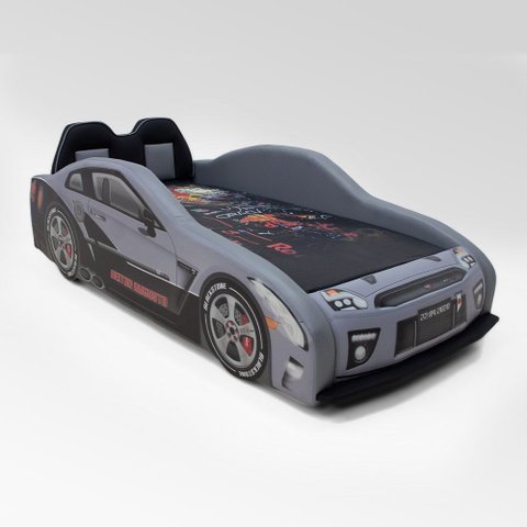 Cama Carro Extreme Gtr Solteiro Estofada Cabeceira de Banco:cinza