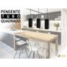 Kit 2 Trio Pendente Cozinha Tubo Quadrado para Balcão Cozinha + Led - Preto - 4000K (Branco Neutro) - 7