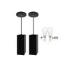 Kit 2 Trio Pendente Cozinha Tubo Quadrado para Balcão Cozinha + Led - Preto - 4000K (Branco Neutro) - 1