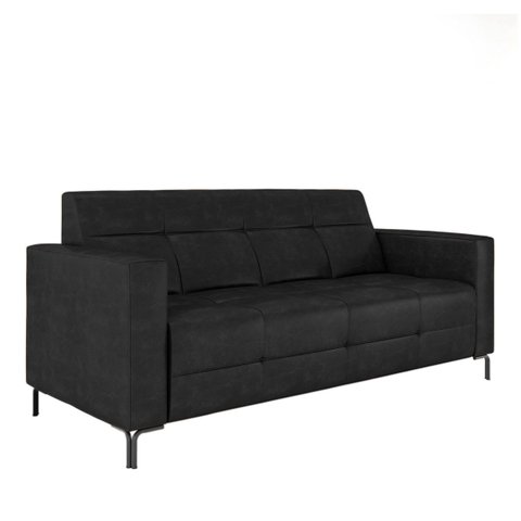 Sofá Living Decorativo Houston 2 Lugares 200cm Pés em Metal Pu Preto G33 - Gran Belo