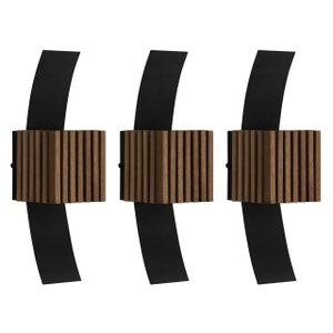 KIT 3 ARANDELA MADEIRA GLAMOUR PRETO