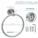 Ver imagem 4 de Suporte Porta Toalha Argola Toalheiro Inox Cromado Porta Toalha de Rosto Redondo Acessório Banheiro