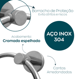 Suporte Porta Toalha Argola Toalheiro Inox Cromado Porta Toalha de Rosto Redondo Acessório Banheiro - 3