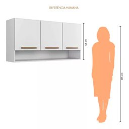 Armário de Cozinha Aéreo New 3 Portas com Nicho Arte Móveis - 5