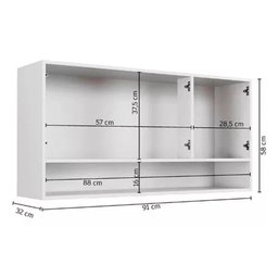 Armário de Cozinha Aéreo New 3 Portas com Nicho Arte Móveis - 4