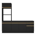 Ver imagem 7 de Armário de Cozinha Compacta 212cm com Rodapé Veneza Multimóveis V2113 Preto/Dourado