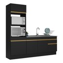 Ver imagem 1 de Armário de Cozinha Compacta 212cm com Rodapé Veneza Multimóveis V2113 Preto/Dourado