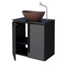 Ver imagem 2 de Gabinete Para Banheiro Preto Aço Umbu Tampo Vidro Com Cuba Bali Marrom Cozimax