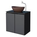 Ver imagem 1 de Gabinete Para Banheiro Preto Aço Umbu Tampo Vidro Com Cuba Bali Marrom Cozimax
