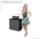 Ver imagem 4 de Gabinete Para Banheiro Preto Aço Umbu Tampo Vidro Com Cuba Bali Marrom Cozimax