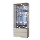 Ver imagem 2 de Cristaleira Diamante Moderna de Vidro com LED 71cm 2 Gavetas Off White Mavau Móveis