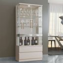 Ver imagem 1 de Cristaleira Moderna de Vidro com LED - Diamante-Off White- Mavau Móveis