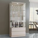 Ver imagem 1 de Cristaleira Moderna de Vidro com Led - Diamante-off White- Mavau Móveis