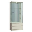 Ver imagem 3 de Cristaleira Diamante Moderna de Vidro com LED 71cm 2 Gavetas Off White Mavau Móveis