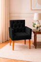 Ver imagem 2 de Poltrona Nina Captone Decorativa Suede Preto para Escritorio, Sala Salão Biselos-Decor