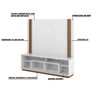 Painel para TV até 65 e Rack Bancada Sala de Estar Áries Amêndoa/Branco - Gran Belo - 3