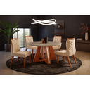 Ver imagem 1 de Sala de Jantar Redonda Vidro e 4 Cadeiras - suede creme Havana - LJ