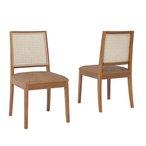 Conjunto 2 Cadeiras para Sala de Jantar em Madeira Tauari Carambola Marrom/Kaki