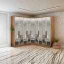 Ver imagem 1 de Modulado Closet Espelhado Linea-Cumaru 6 Gavetas 9 Portas MDF Móveis Novo Horizonte