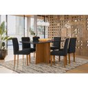 Ver imagem 1 de Mesa de Jantar Ambiente Anitta 160x90 Cm com Vidro Ype Preto e 6 Cadeiras Ana Ype Veludo Preto – New