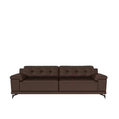 Sofá 2,12m Decorativo Sala de Estar Agostino Couro Marrom - Gran Belo