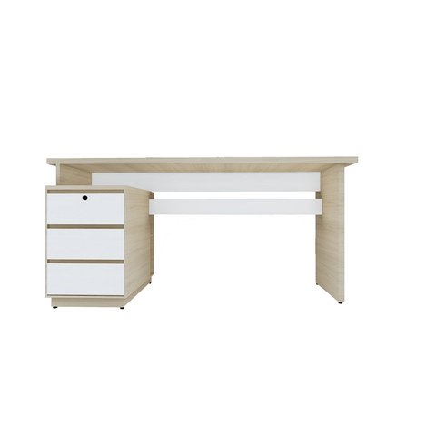 Mesa de Escritório LN40 1,80 x 0,70 com 3 Gavetas Berlin com Branco Lunasa