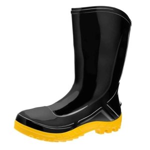 Bota Galocha PVC Cano Médio Preto C/Solado Amarelo Vulcaflex:42/Preta