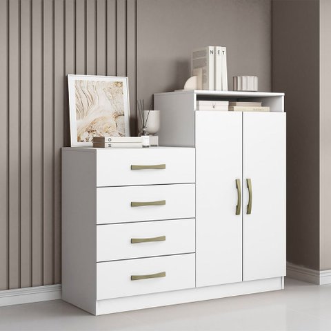 Cômoda Quarto 2 Portas Sapateira 120cm Elára Atacama/branco A09 - D’Rossi