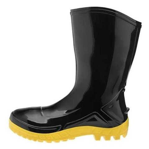 Bota Galocha Pvc Cano Médio Preto C/solado Amarelo Vulcaflex:36/preta
