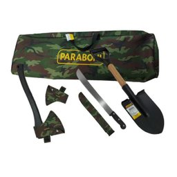 Kit Acampamento Maleta Camuflada Mini Pá, Machado, Facão - Paraboni - 1