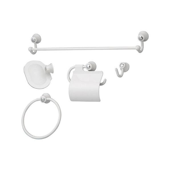 Kit Banheiro Plástico 5 peças Branco - Bello Bagno - 1
