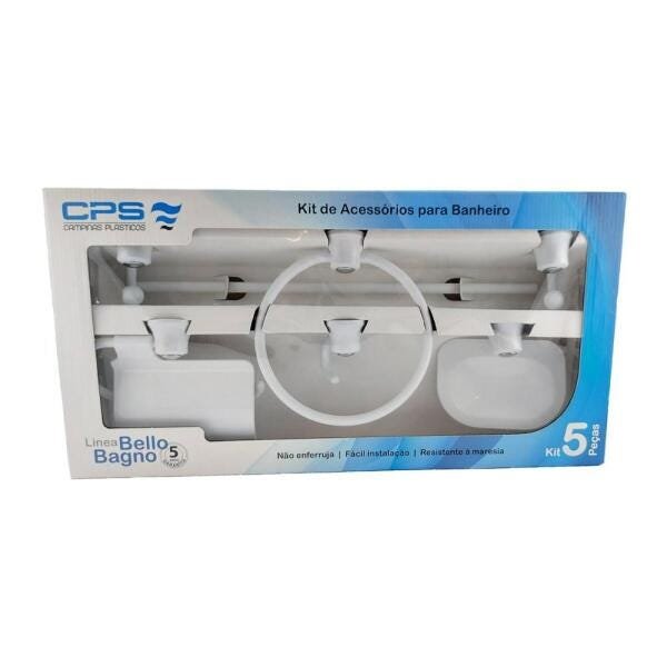 Kit Banheiro Plástico 5 peças Branco - Bello Bagno - 2