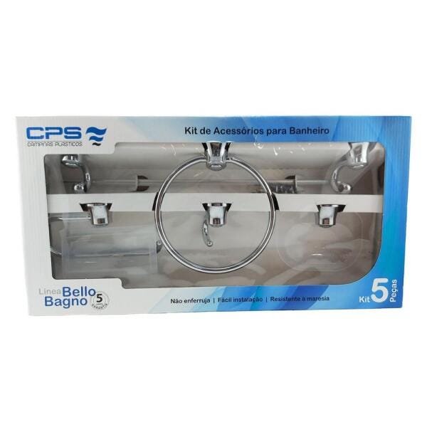 Kit Banheiro Plástico 5 peças Cristal - Bello Bagno, Tamanho: Cristal - 2