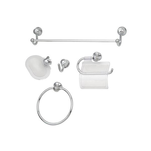 Kit Banheiro Plástico 5 peças Cristal - Bello Bagno, Tamanho: Cristal - 1
