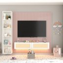 Ver imagem 1 de Home Supremo Slim/Native Ripado 212,2 cm - Rosa Sonho/Branco/Tela Rattan Creme
