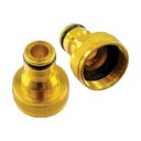 Ver imagem 1 de Kit 2 Conector Engate Rápido Alumínio Dourado 3/4" P/Mang.