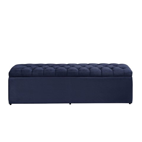 Calçadeira Baú Imperatriz 100 cm Suede Azul Marinho