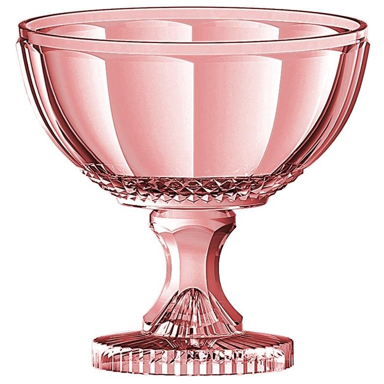 Centro de mesa Splendor em cristal com pe D21,5xA21,5cm cor rosa - 1