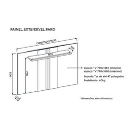Painel para TV Faro até 47 Polegadas Marroquim - DJ Móveis - 2