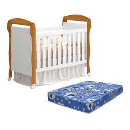 Berço Americano Danny Branco/Savana com Colchão D18 - Reller Móveis - 1