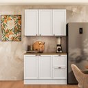 Ver imagem 1 de Cozinha Modulada Compacta Americana 2 Peças com Balcão 2 Portas 2 Gavetas Tampo Unna Branco