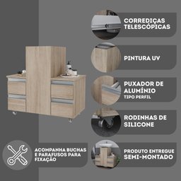 Gabinete Banheiro Coluna para Encaixe Madeirado Inteiro - 4