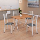 Ver imagem 1 de Conjunto de Mesa Tubular 062 100x60cm Tampo em MDF com 4 Cadeiras Sara Branco/Preto