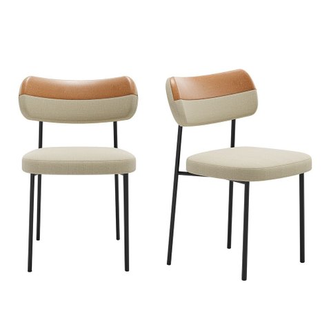 Cadeiras de Jantar Base Ferro Nile Kit 2 Pu Caramelo/linho A08 - D’Rossi