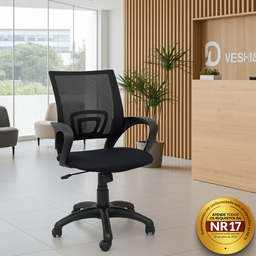 Cadeira de Escritório Secretária Nelis Base Pp - Preta - 11