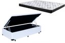 Ver imagem 1 de Cama Box Baú Solteiro Conforto Sintético Branco + Colchão Solteiro Conforto Espuma D33 30x88x188