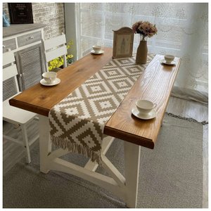 Linho de algodão de luxo corredor mesa buffalo xadrez borla mesa de casamento decoração chá café mes