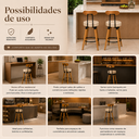 Ver imagem 4 de Kit Banqueta Alta Gourmet Balcão Cozinha Madeira Ergonomica Premium Bancada Industrial Resistente