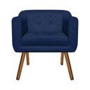 Ver imagem 2 de Kit 01 Namoradeira e 02 Poltronas Julia Suede Pés Palito Castanho D'Rossi - Azul Marinho